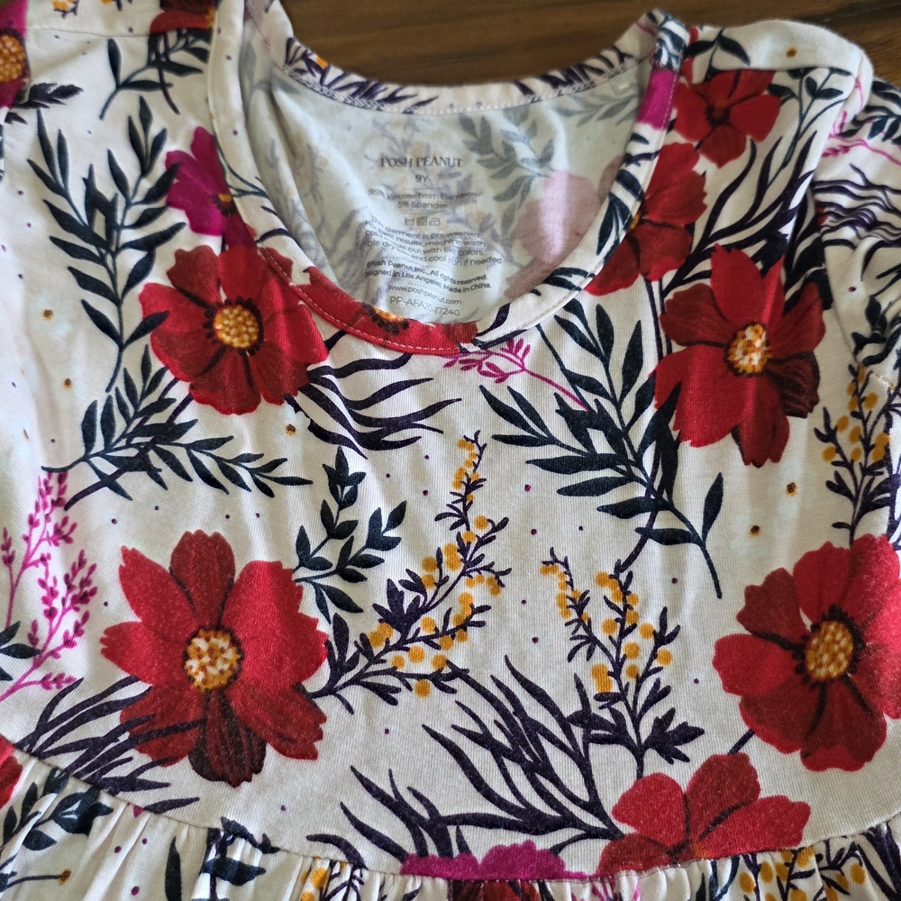 Floral Long Sleeve Kids Dress - Picture 4 of 8